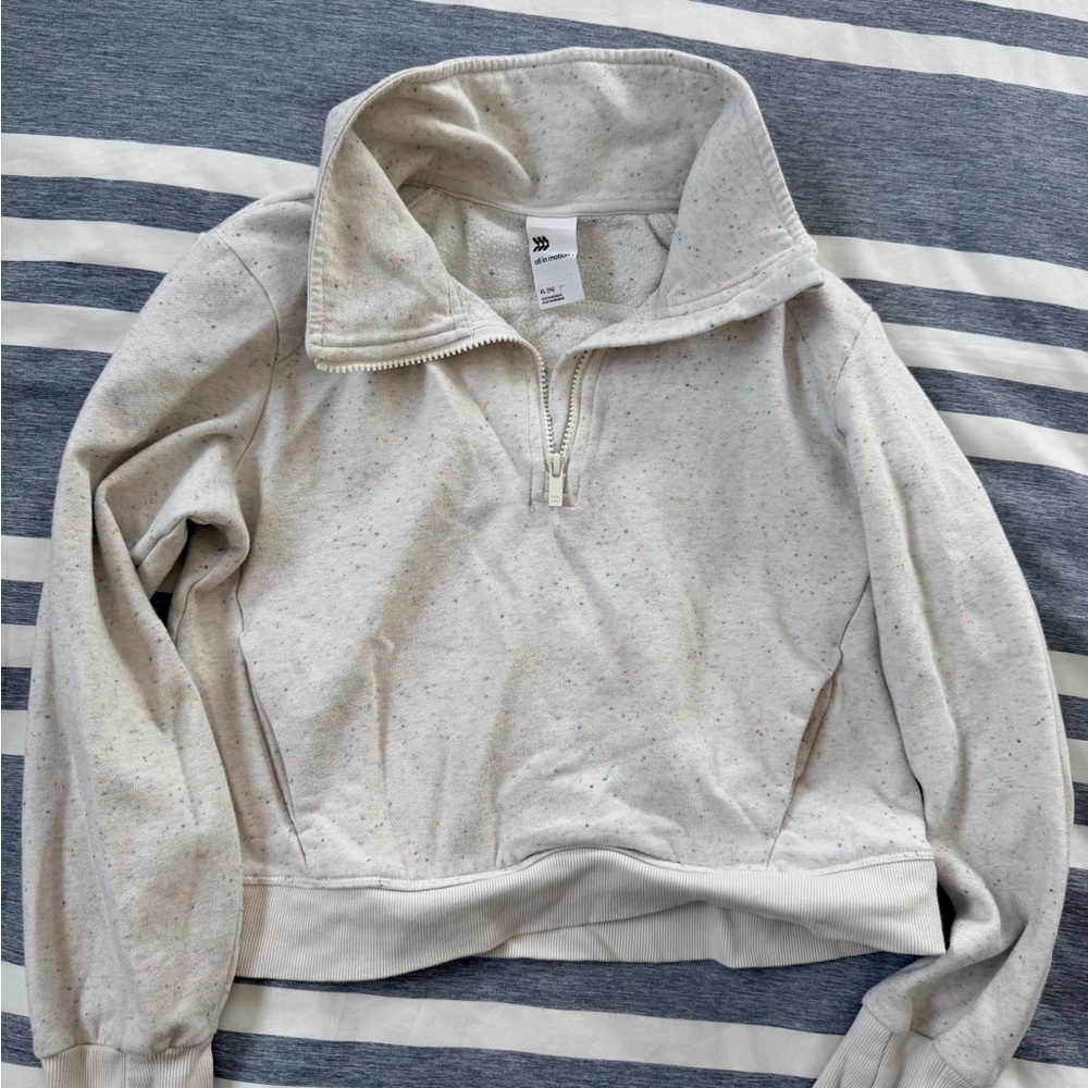All in Motion Girls’ Size XL Speckled Cream 1/4 Zip Pullover